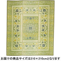 萩原 国産い草コンパクトラグ 花園（はなぞの） GN グリーン 約210×210cm 1枚（直送品）