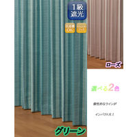 ユニベール タロス グリーン 厚地カーテン 幅100×高さ200cm 1セット（2枚入り） 1セット（厚地カーテン2枚）（直送品）