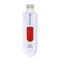 トランセンド 4GB， USB2.0， White TS4GJF590W 1 USB2.0 スライド式 4GB 1個