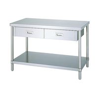 シンコー ステンレス作業台引出付 (SUS430・ベタ棚仕様) 1500×900×800 WDB-15090 1台 61-0009-90（直送品）