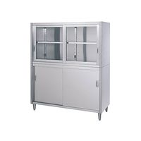 シンコー 戸棚 (SUS430・二段式・上部ガラス扉・下部ステンレス扉仕様) 1800×600×1800 CG-18060 1式(1個)（直送品）