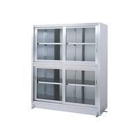 シンコー 保管庫 (SUS430・二段式・上下ガラス扉仕様) 1500×450×1750 VGG-15045 1式(1個)（直送品）