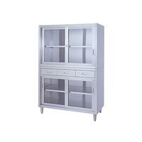 シンコー 保管庫アジャスト付 （SUS430・二段式・引出付・上下ガラス扉仕様）