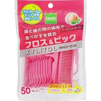 Clesh（クレシュ） キシリトールフロス＆ピック ピーチミントフレーバー 50本入 デンタルフロス