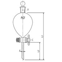 旭製作所 球形分液ロート PTFEコック 1000mL 3702-1000 1個 61-0186-14（直送品）