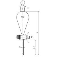 旭製作所 球形摺付分液ロート ガラスコック 200mL 3716-200-3L 1個 61-0186-36（直送品）