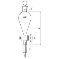 旭製作所 スキーブ形摺付分液ロート ガラスコック 30mL 3720-30-3L 1個 61-0186-45（直送品）