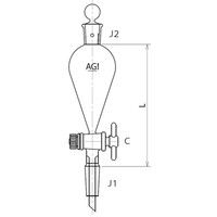 旭製作所 スキーブ形摺付分液ロート PTFEコック 200mL 3722-200-3L 1個 61-0186-55（直送品）