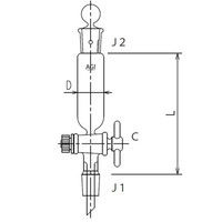 旭製作所 セミ・ミクロ 円筒形摺付分液ロート PTFEコック 20mL 3734-20-1M 1個 61-0187-16（直送品）