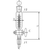 旭製作所 セミ・ミクロ 円筒形摺付滴下ロート ガラスコック 20mL 3736-20-1M 1個 61-0187-35（直送品）