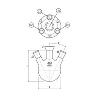 旭製作所 四ツ口蒸留フラスコ 2000mL 50/30・29/42 3192-2-J5L 1個 61-3621-47（直送品）