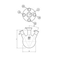 旭製作所 五ツ口蒸留フラスコ 3000mL 50/30・29/42 3194-3-J5L 1個 61-3622-08（直送品）