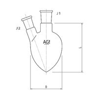 旭製作所 セミ・ミクロ二ツ口梨フラスコ 100mL 19/22・15/20 3232-100-3M1M 1個 61-3626-92（直送品）