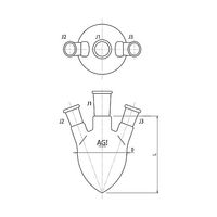 旭製作所 三ツ口梨フラスコ 1000mL 24/40・15/35 3234-1-4L2L 1個 61-3628-16（直送品）