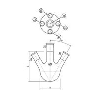 旭製作所 五ツ口フラスコ 200mL 29/42・19/38 3114-200-5L3L 1個 61-3630-67（直送品）