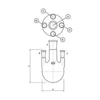 旭製作所 五ツ口フラスコ 200mL 24/40・15/35 3122-200-4L2L 1個 61-3631-15（直送品）
