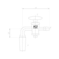 旭製作所 コック付排気管曲管90° オス ガラスコック