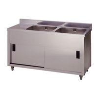 東製作所 二槽水切キャビネットシンク右水槽 1200×600×800 APM2-1200H-R 1個 61-4436-08（直送品）