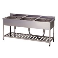 東製作所 三槽シンク(ホース付) 1200×450×800 KP3-1200 1個 61-4438-34（直送品）