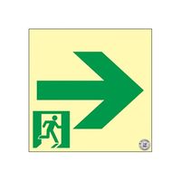 日本緑十字社 中輝度蓄光式 通路誘導標識 壁面ステッカータイプ「→」 TSN961 1枚 61-9938-66（直送品）