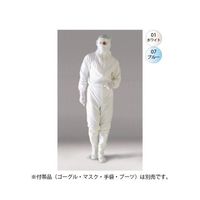 ゴールドウイン AC対応フード付ワンピ フロントファスナー型 ホワイト 3L PP1940-01-3L 1枚 61-0134-15（直送品）