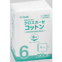 オオサキメディカル クロスガーゼコットン 6号 18451 1セット（600枚：200枚入×3個） 8-9595-02（直送品）