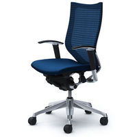 【無料引取付き】CP85BR FEF4|オカムラ バロン ハイバック 可動肘 背メッシュ・座クッション ポリッシュ×ブラック ミディアムブルー 1脚（直送品）