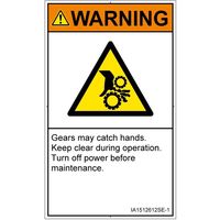 PL警告表示ラベル（ISO準拠）│機械的な危険:引き込み（ギア）│IA1512612│警告│Sサイズ