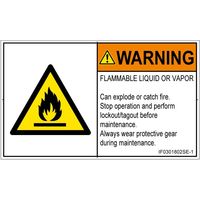 PL警告表示ラベル（ISO準拠）│材料・物質による危険:可燃性物質│IF0301802│警告│Sサイズ