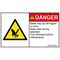 PL警告表示ラベル(ISO準拠)│機械的な危険:切断│IA0912903│危険│Sサイズ│英語(ヨコ)│16枚 IA0912903SE-1（直送品）