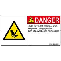 PL警告表示ラベル(ISO準拠)│機械的な危険:切断│IA0912903│危険│Mサイズ│英語(ヨコ)│10枚 IA0912903ME-1（直送品）