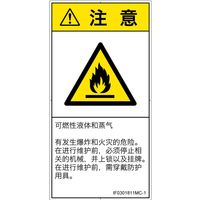 PL警告表示ラベル（ISO準拠）│材料・物質による危険:可燃性物質│IF0301811│注意│Mサイズ