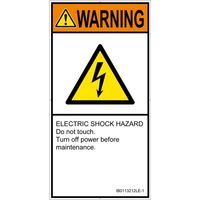 PL警告表示ラベル(ISO準拠)│電気的な危険:感電│IB0113212│警告│Lサイズ│英語(タテ)│6枚 IB0113212LE-1（直送品）