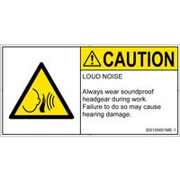 PL警告表示ラベル（ISO準拠）│騒音による危険:突然の騒音│ID0105601│注意│Mサイズ│英語（ヨコ）│10枚（直送品）
