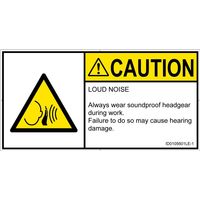 PL警告表示ラベル（ISO準拠）│騒音による危険:突然の騒音│ID0105601│注意│Lサイズ│英語（ヨコ）│6枚（直送品）