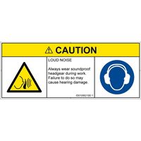 PL警告表示ラベル（ISO準拠）│騒音による危険:突然の騒音│ID0105621│注意│Sサイズ│英語（マルチシンボルマーク）│8枚（直送品）