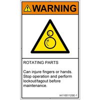 PL警告表示ラベル（ISO準拠）│機械的な危険:引き込み（逆回転ローラ）│IA1100112│警告│Sサイズ