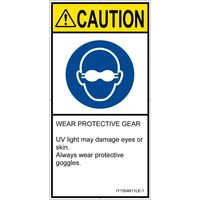 PL警告表示ラベル（ISO準拠）│指示事項:遮光性の目の保護具着用│IY1504811│注意│Lサイズ