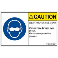 PL警告表示ラベル（ISO準拠）│指示事項:遮光性の目の保護具着用│IY1504801│注意│Sサイズ