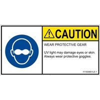 PL警告表示ラベル（ISO準拠）│指示事項:遮光性の目の保護具着用│IY1504801│注意│Lサイズ