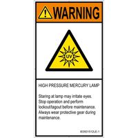 PL警告表示ラベル（ISO準拠）│放射から生じる危険:紫外線│IE0501512│警告│Lサイズ