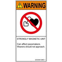 PL警告表示ラベル（ISO準拠）│禁止事項:ペースメーカー使用者の制限│IZ0304012│警告│Mサイズ