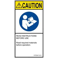 PL警告表示ラベル（ISO準拠）│指示事項:マニュアル/小冊子を参照│IY0704411│注意│Lサイズ