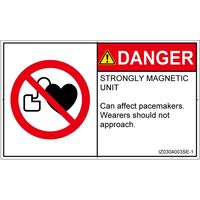 PL警告表示ラベル（ISO準拠）│禁止事項:ペースメーカー使用者の制限│IZ0304003│危険│Sサイズ