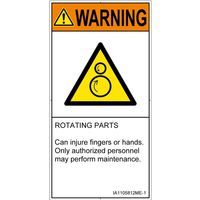 PL警告表示ラベル（ISO準拠）│機械的な危険:引き込み（逆回転ローラ）│IA1105812│警告│Mサイズ