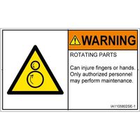 PL警告表示ラベル（ISO準拠）│機械的な危険:引き込み（逆回転ローラ）│IA1105802│警告│Sサイズ
