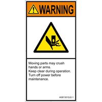 PL警告表示ラベル（ISO準拠）│機械的な危険:押しつぶし│IA0613012│警告│Lサイズ