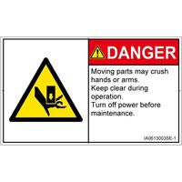 PL警告表示ラベル（ISO準拠）│機械的な危険:押しつぶし│IA0613003│危険│Sサイズ