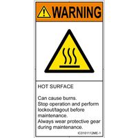 PL警告表示ラベル(ISO準拠)│熱的な危険:表面高温│IC0101112│警告│Mサイズ│英語(タテ)│10枚 IC0101112ME-1（直送品）