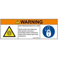 PL警告表示ラベル（ISO準拠）│放射から生じる危険:紫外線│IE0501522│警告│Mサイズ│英語（マルチシンボルマーク）│6枚（直送品）